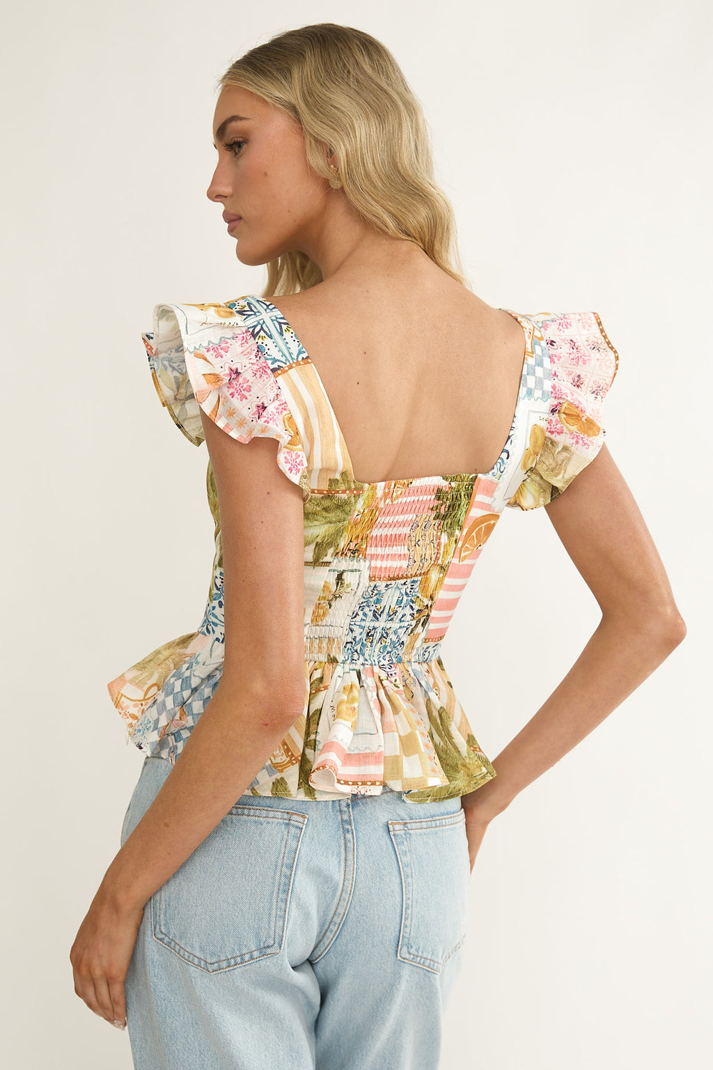 Allora Frill Sleeve Top Las Palmas by Selfie Leslie Australia