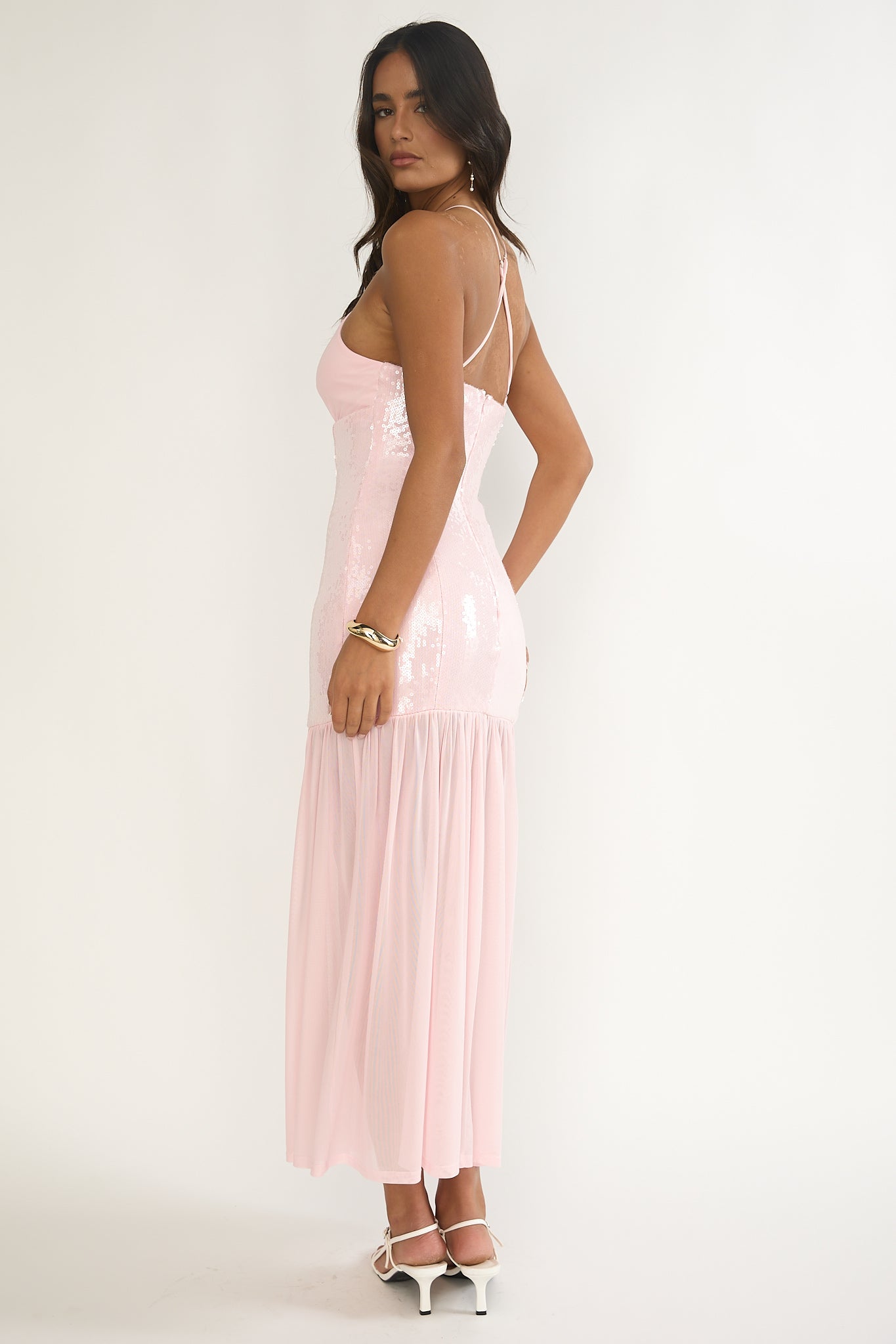 Wilma Sequin Bodice Maxi Dress Pink by Selfie Leslie Australia