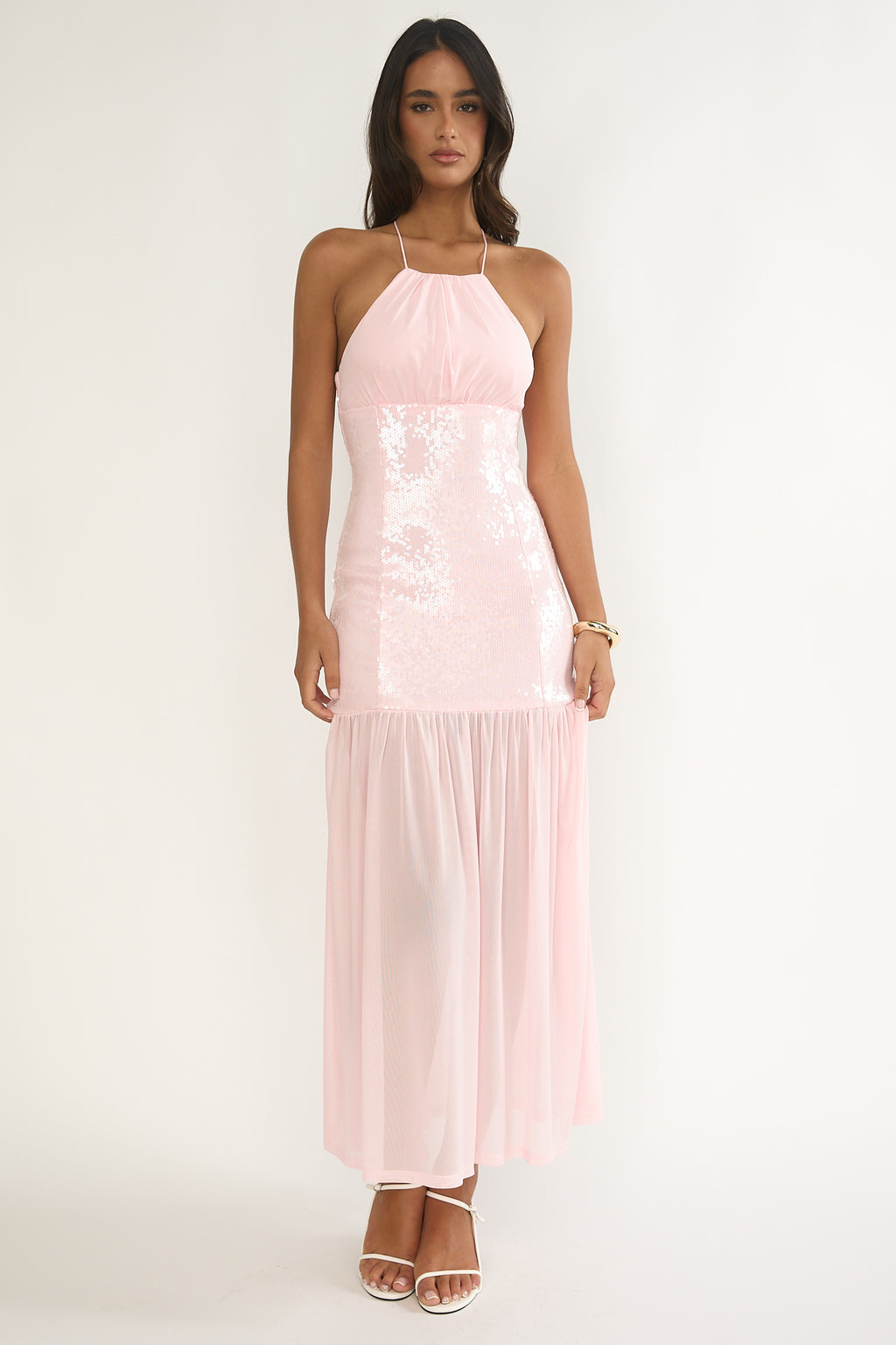 Wilma Sequin Bodice Maxi Dress Pink by Selfie Leslie Australia