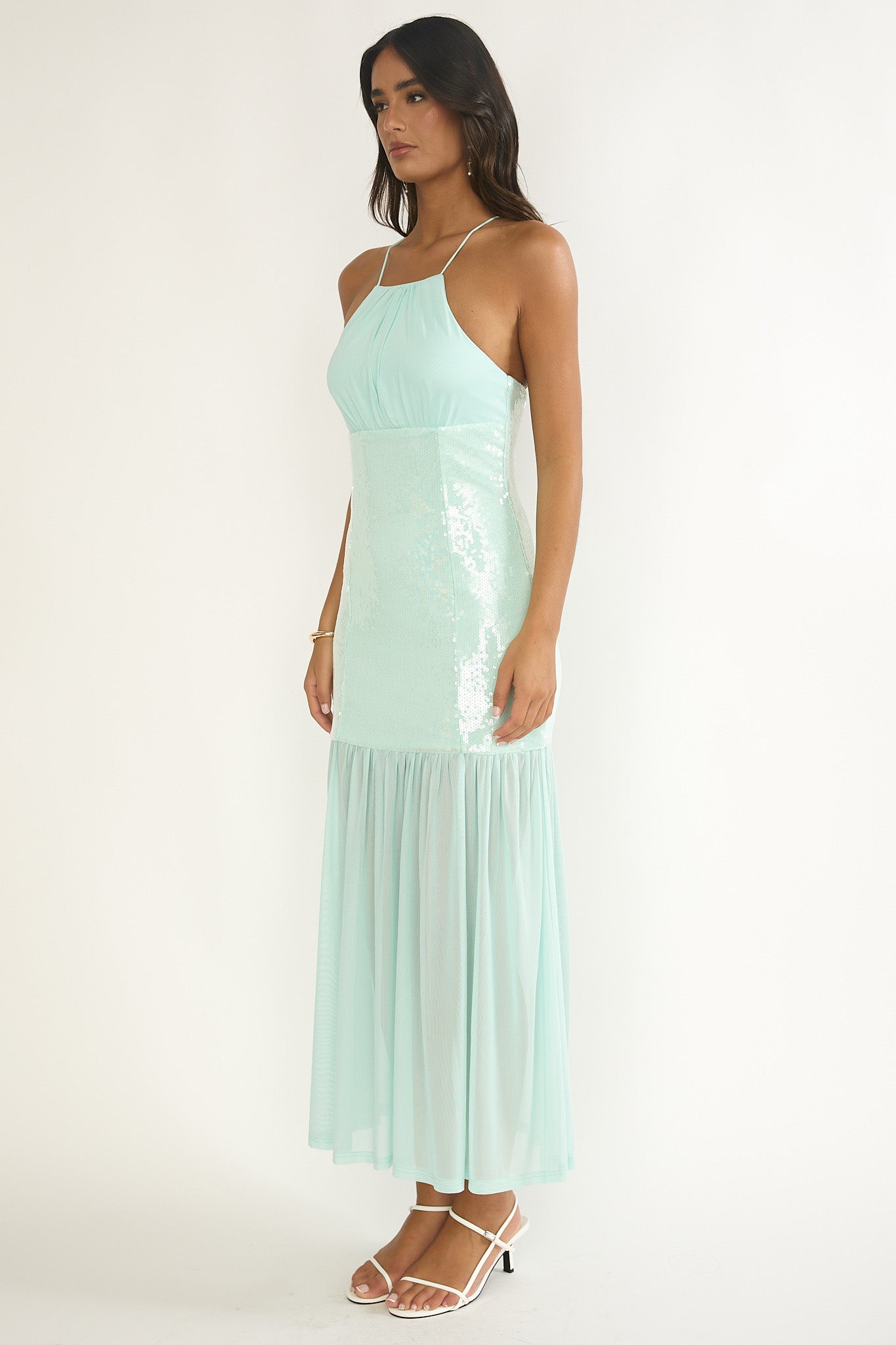 Wilma Sequin Bodice Maxi Dress Mint by Selfie Leslie Australia