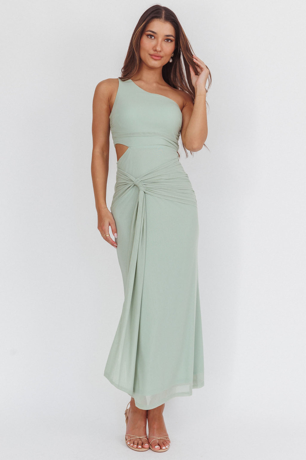 Luli One-Shoulder Cut-Out Maxi Dress Sage by Selfie Leslie Australia