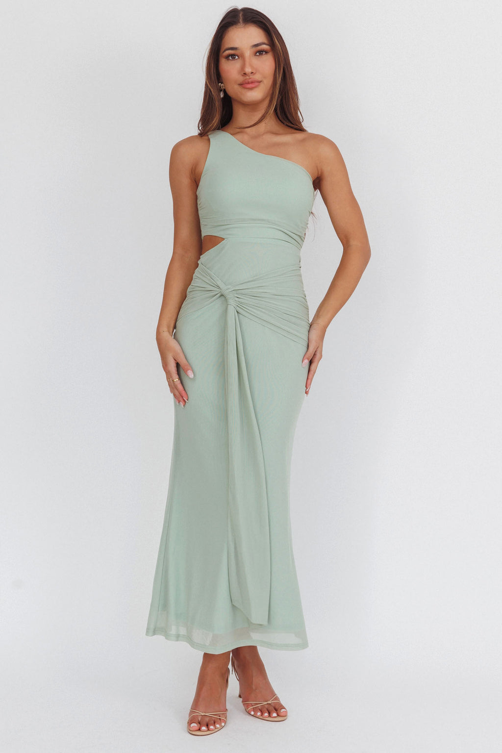 Luli One-Shoulder Cut-Out Maxi Dress Sage by Selfie Leslie Australia