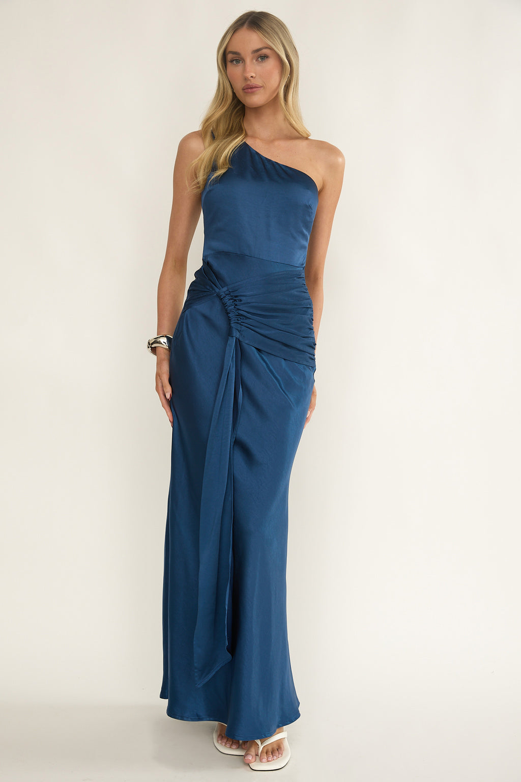 Luli One-Shoulder Waist Sash Maxi Dress Navy by Selfie Leslie Australia