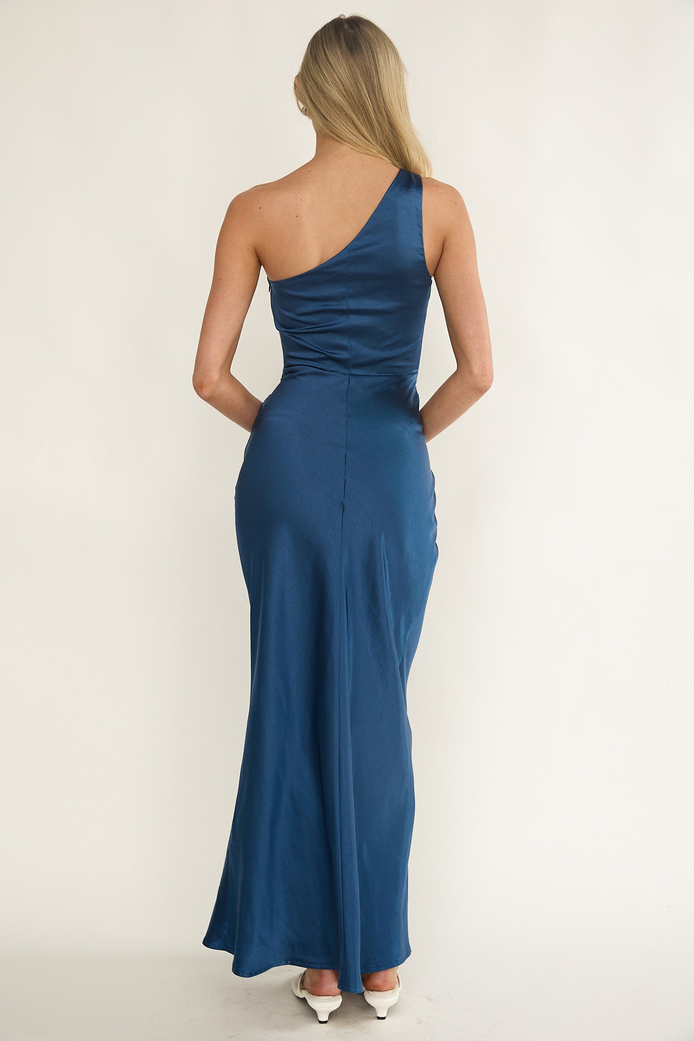 Luli One-Shoulder Waist Sash Maxi Dress Navy by Selfie Leslie Australia