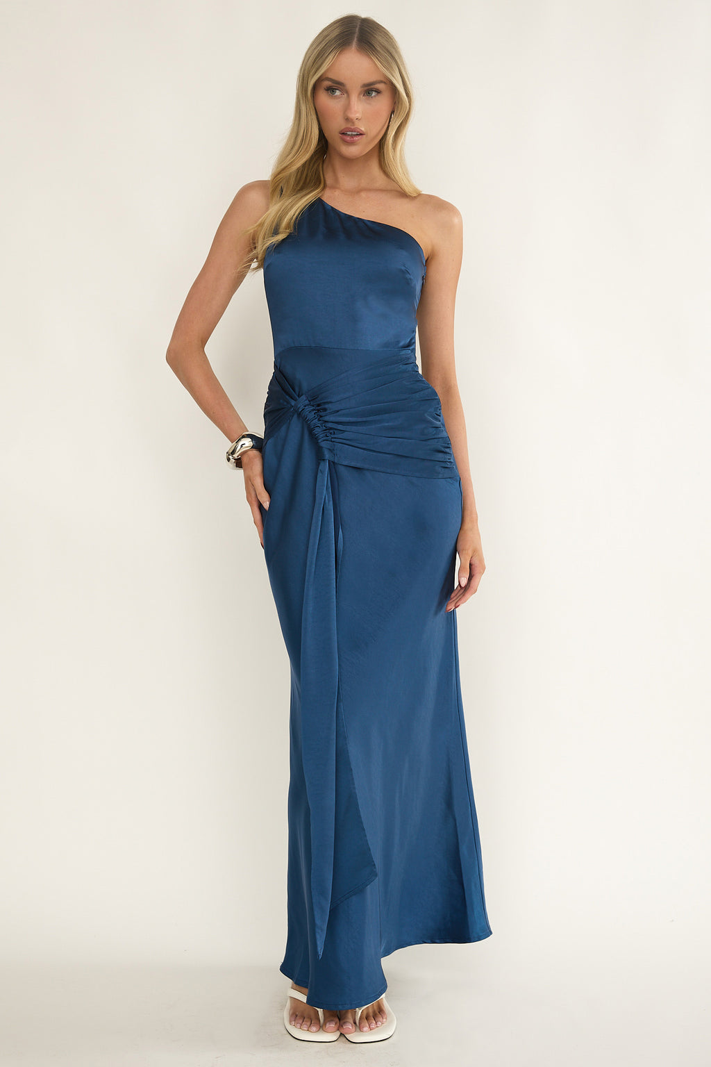 Luli One-Shoulder Waist Sash Maxi Dress Navy by Selfie Leslie Australia