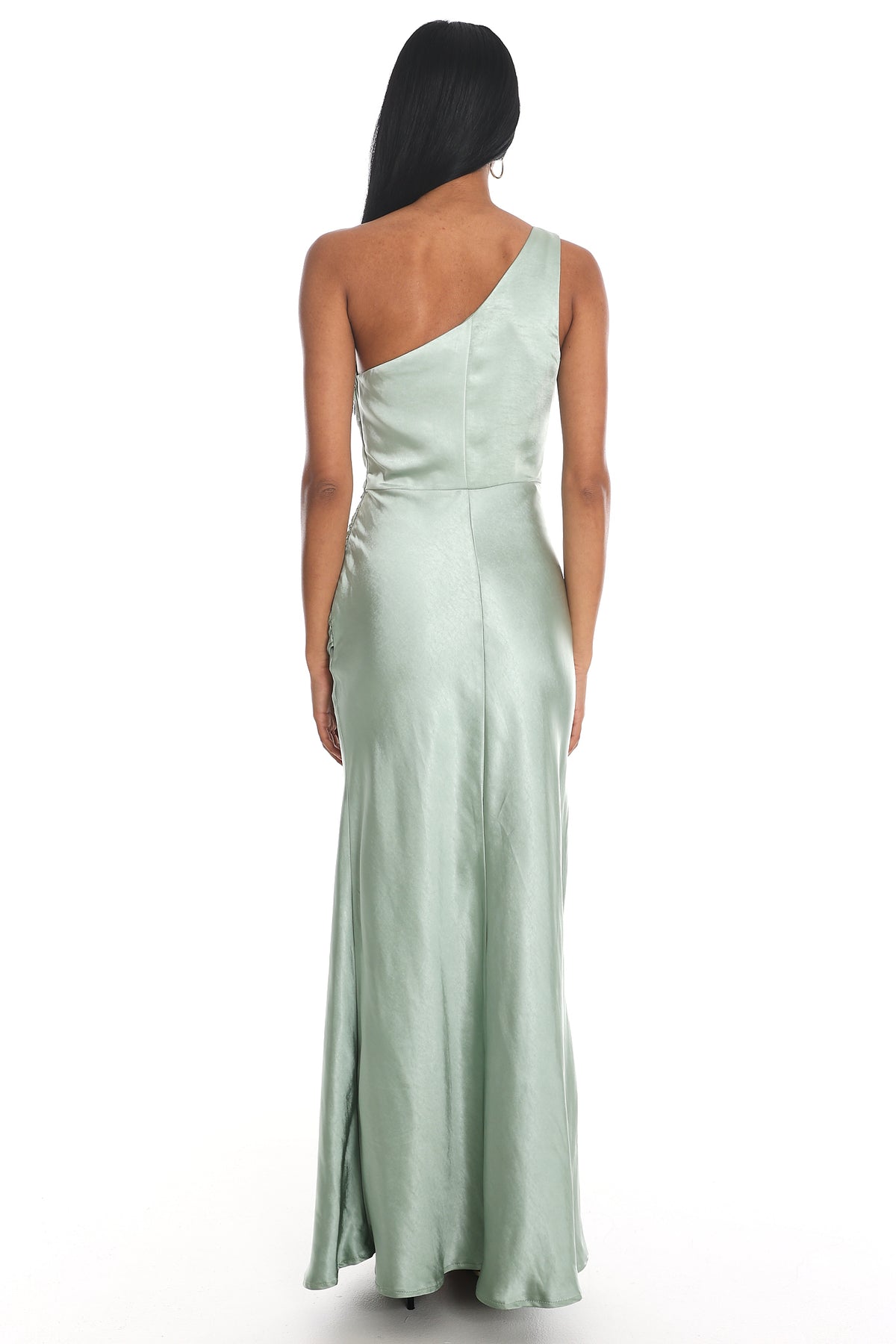 Luli One-Shoulder Waist Sash Maxi Dress Sage by Selfie Leslie Australia