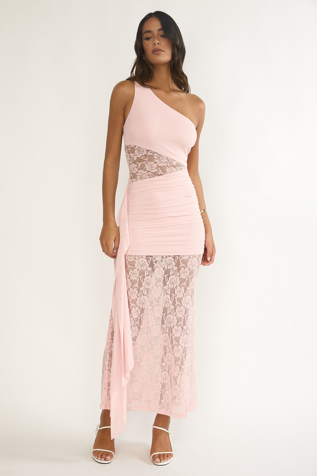 Luli Waist Sash Halter Maxi Dress Lace Pink by Selfie Leslie Australia