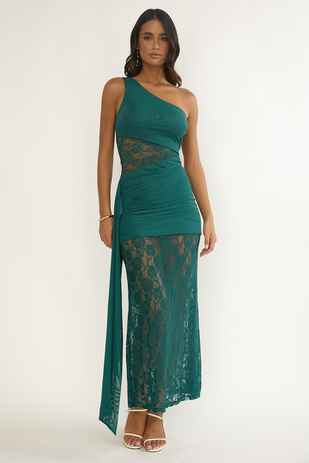 Luli Waist Sash Halter Maxi Dress Lace Teal by Selfie Leslie Australia