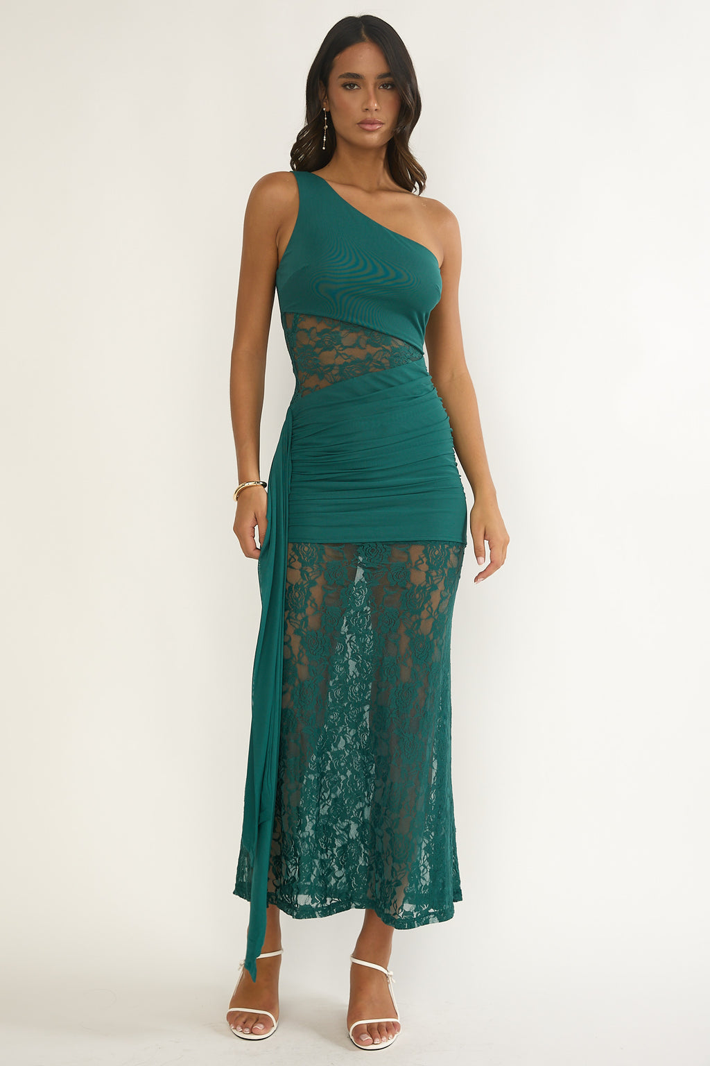 Luli Waist Sash Halter Maxi Dress Lace Teal by Selfie Leslie Australia
