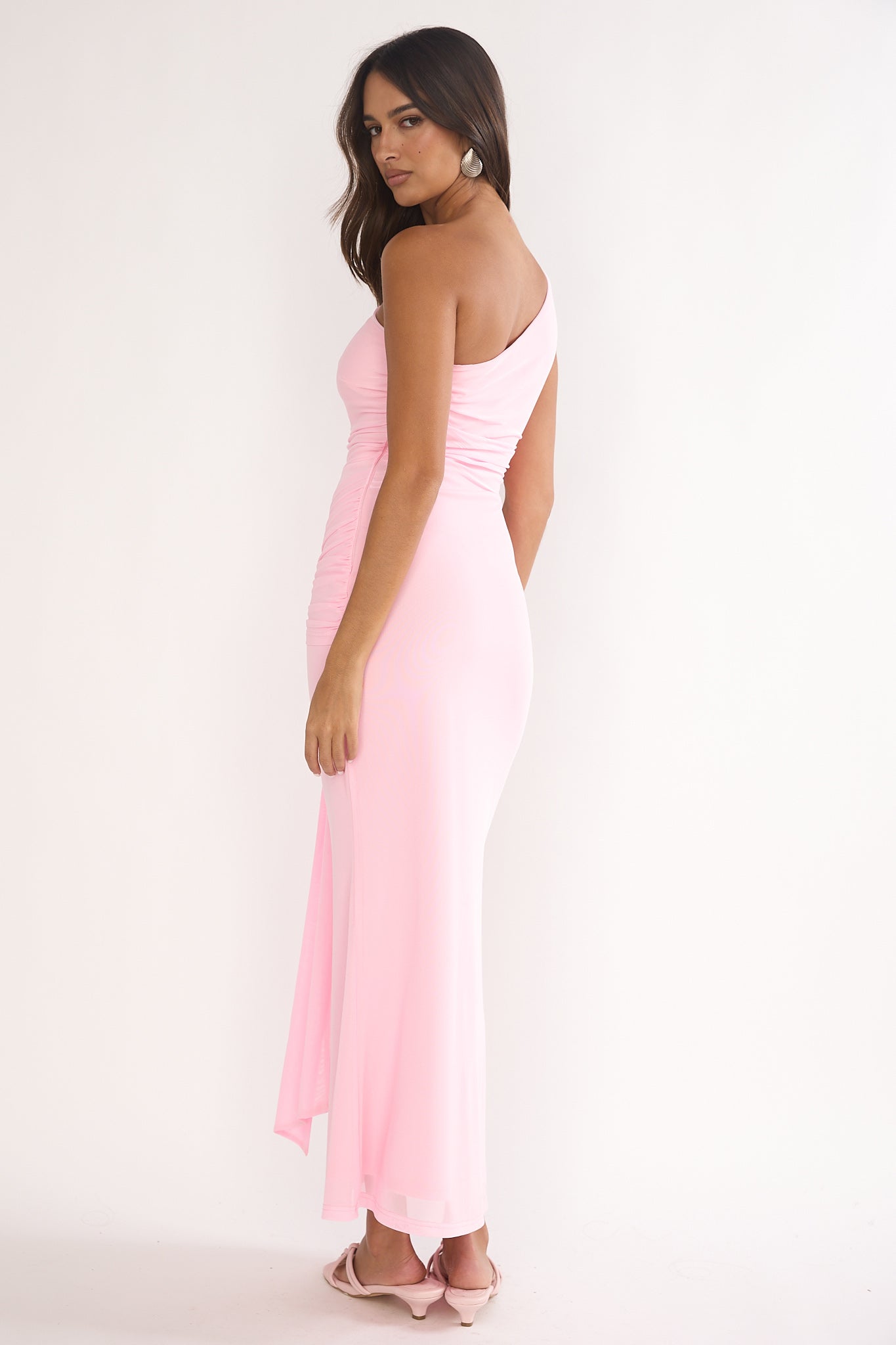Luli One-Shoulder Cut-Out Maxi Dress Pink by Selfie Leslie Australia