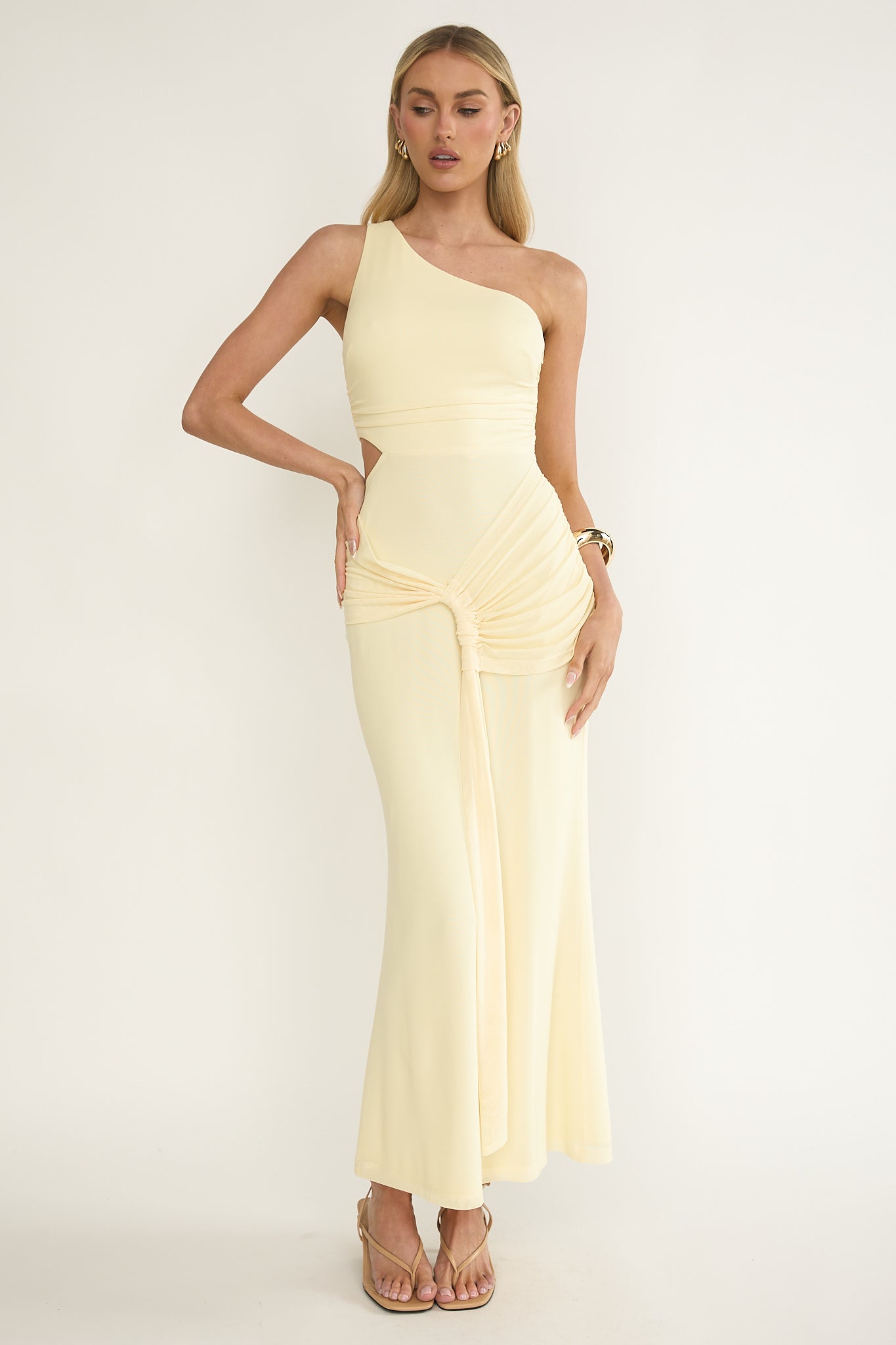 Luli One-Shoulder Cut-Out Maxi Dress Yellow by Selfie Leslie Australia