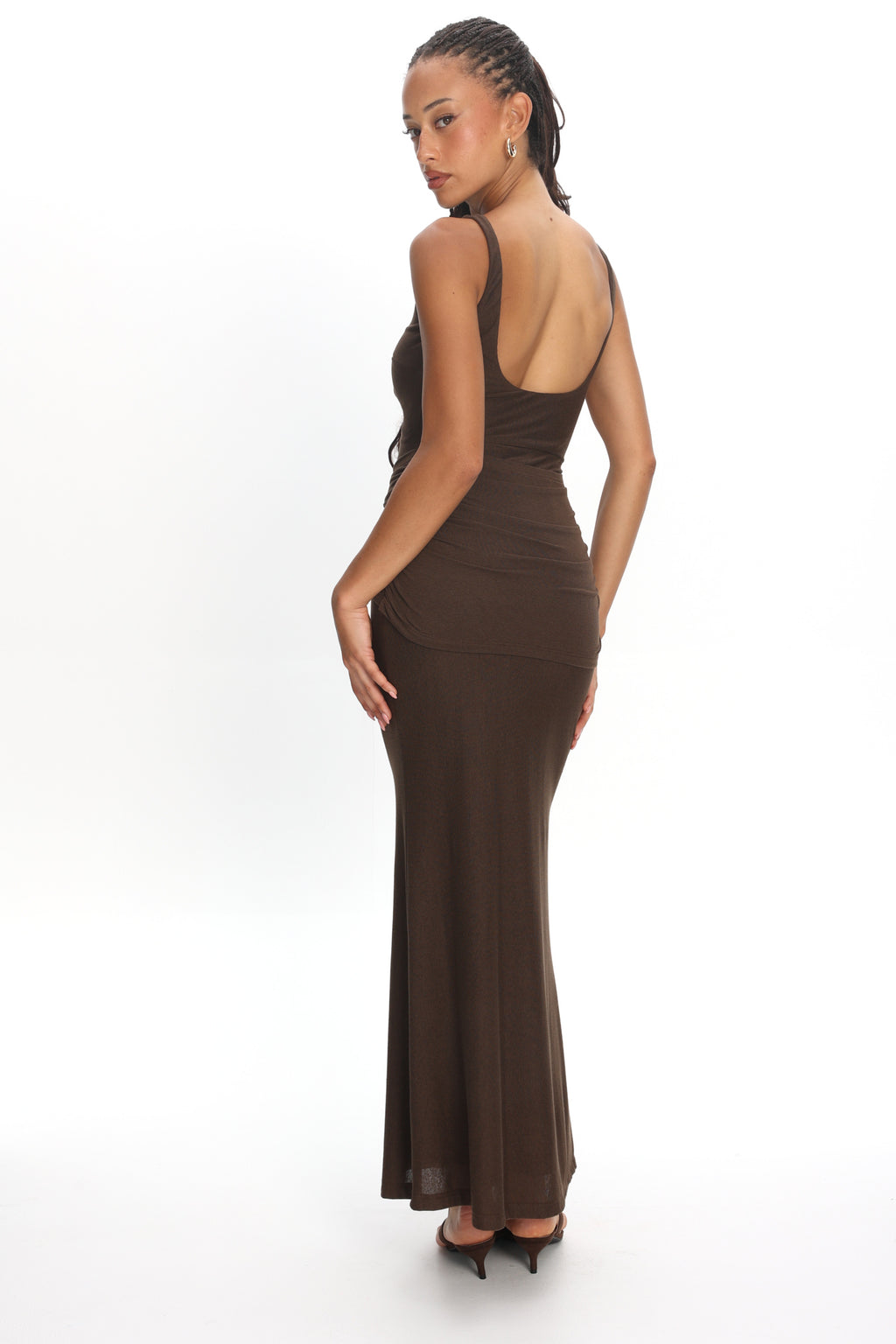 Luli Boat Neck Sash Maxi Dress Chocolate by Selfie Leslie Australia