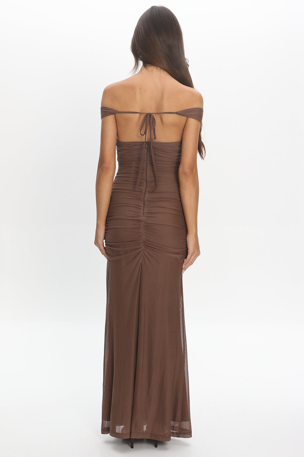 Luli Boat Neck Sash Maxi Dress Cocoa