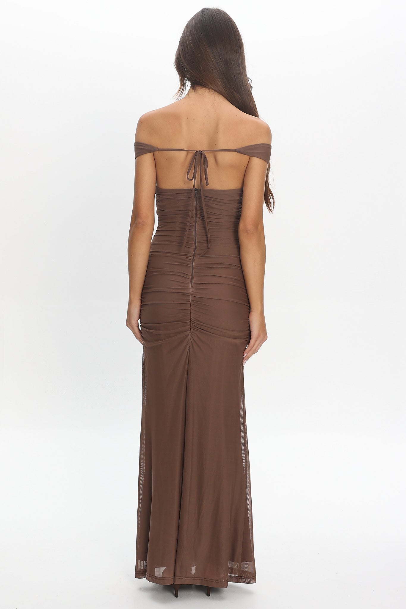 Luli Boat Neck Sash Maxi Dress Cocoa