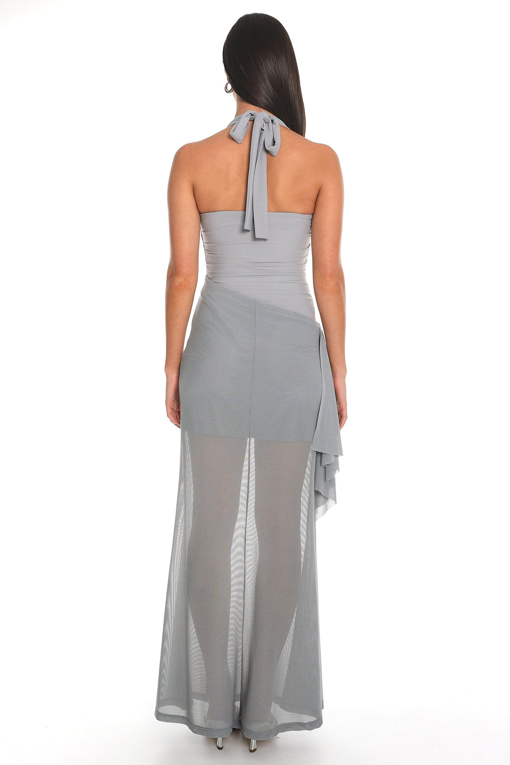 Midnight Shimmer Cutout Maxi Dress Grey