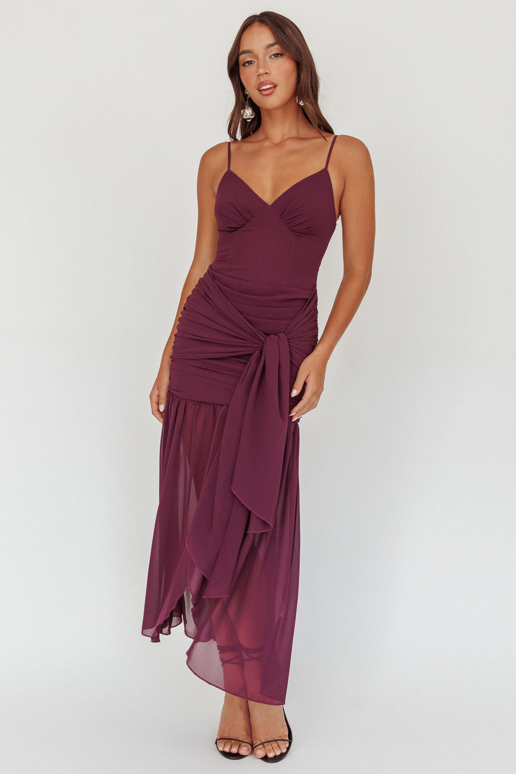 Floating Waist Sash Maxi Dress Plum by Selfie Leslie Australia