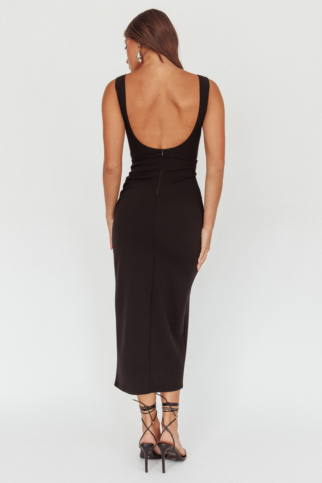 Emille Cut-Out Split Midi Dress Black by Selfie Leslie Australia