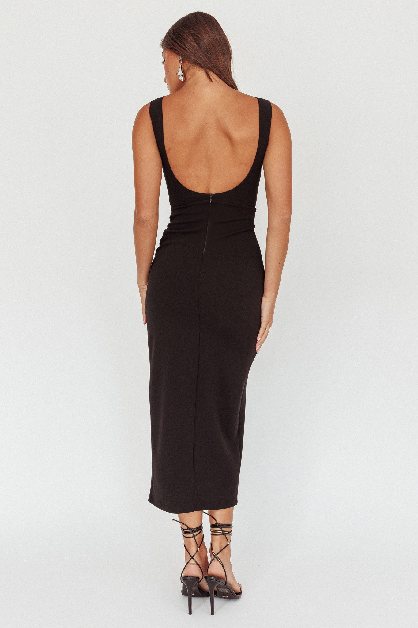 Emille Cut-Out Split Midi Dress Black by Selfie Leslie Australia