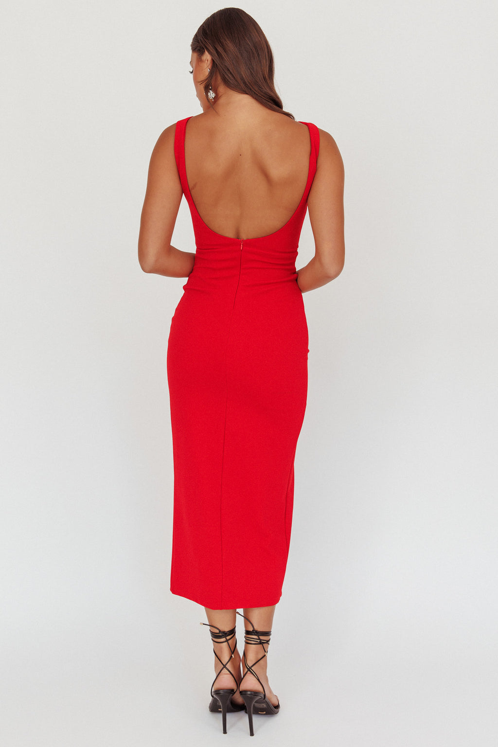 Emille Cut-Out Split Midi Dress Red by Selfie Leslie Australia