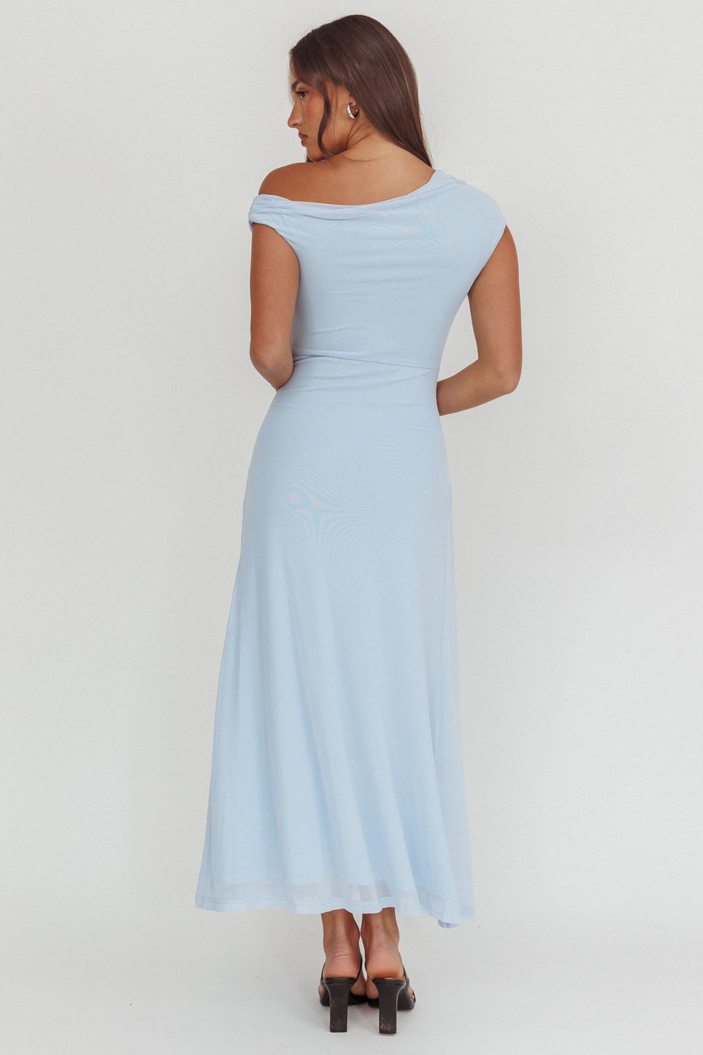Azure Sun Asymmetric Neckline Split Maxi Dress Blue by Selfie Leslie Australia