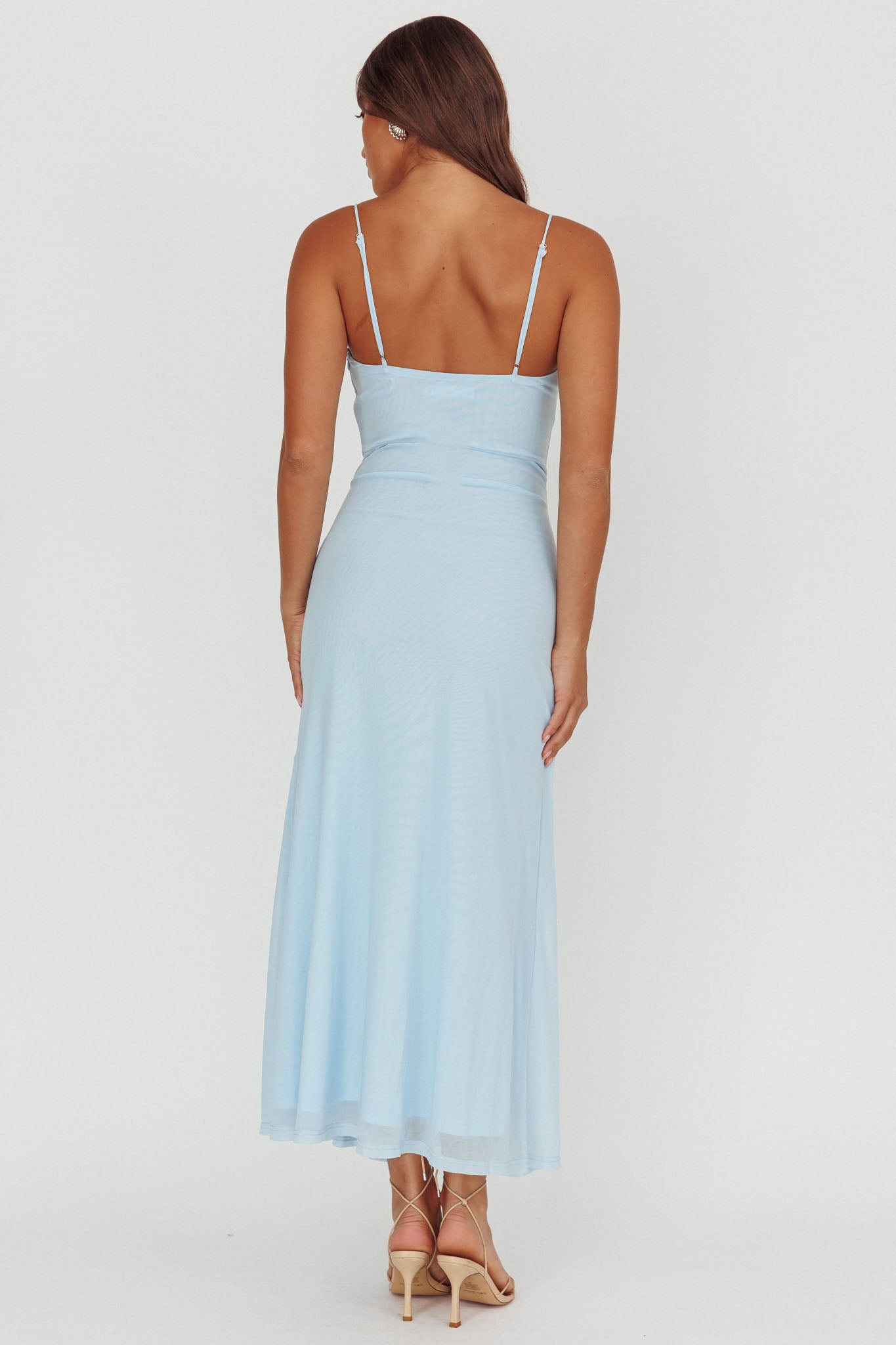 Azure Sun Drop Waist Split Maxi Dress Light Blue by Selfie Leslie Australia