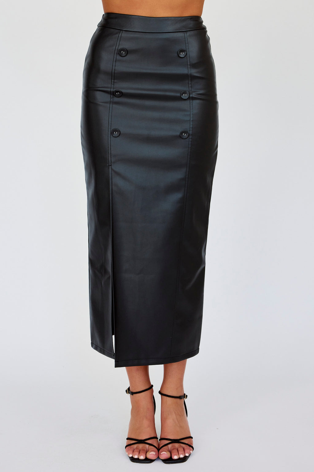 Kane Faux Leather Midi Skirt Black by Selfie Leslie Australia