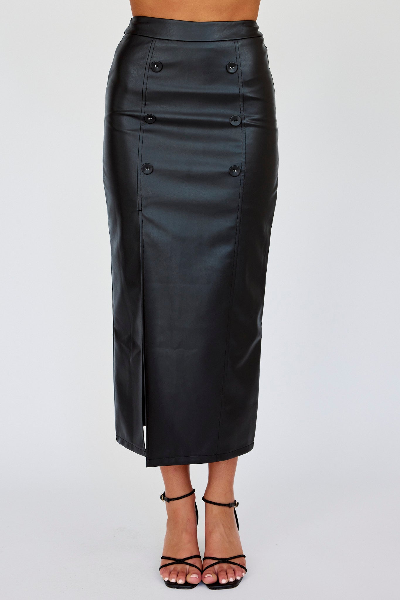 Kane Faux Leather Midi Skirt Black by Selfie Leslie Australia
