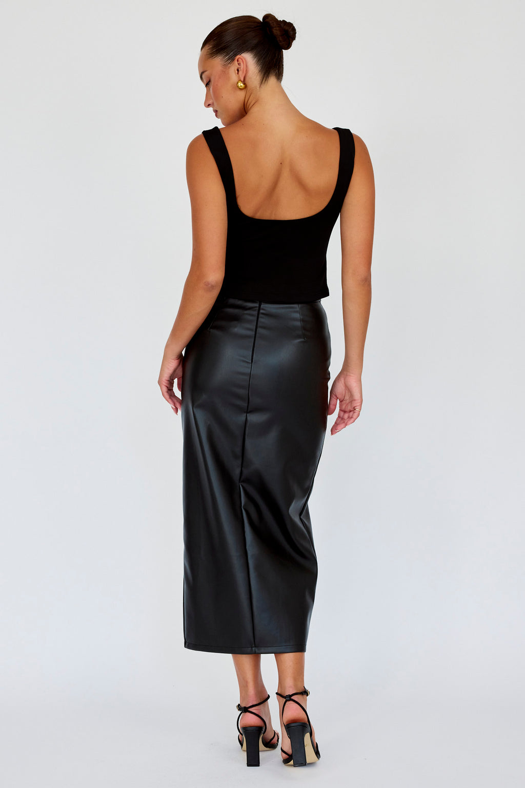 Kane Faux Leather Midi Skirt Black by Selfie Leslie Australia