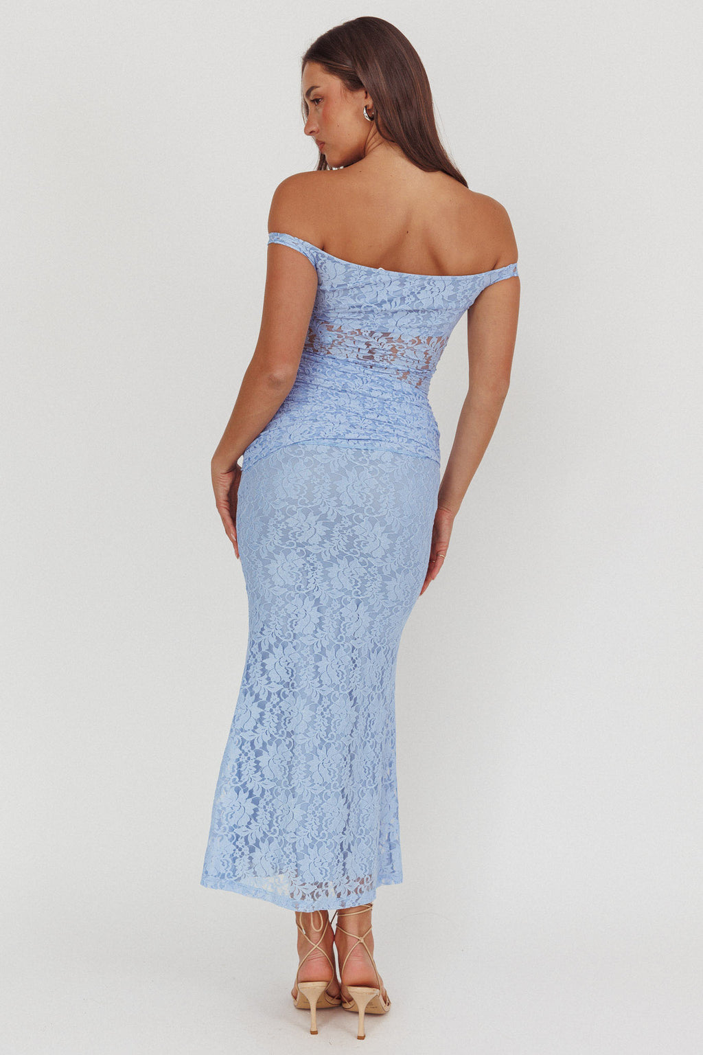 Bellora Off-Shoulder Lace Maxi Dress Blue by Selfie Leslie Australia