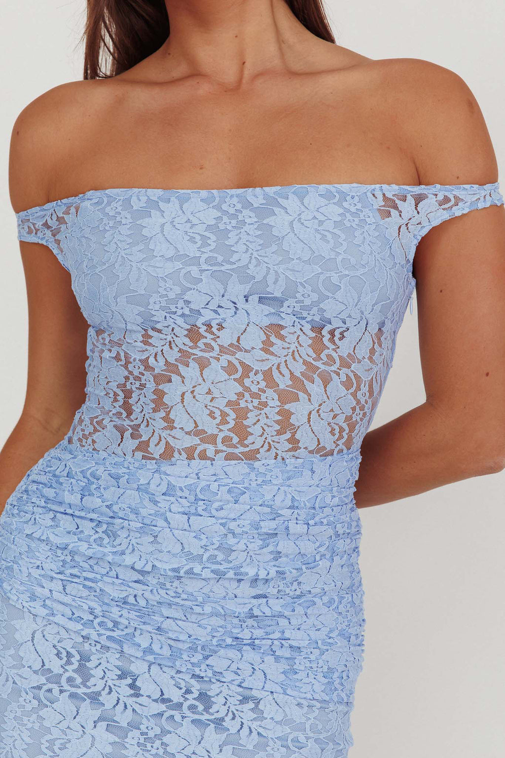Bellora Off-Shoulder Lace Maxi Dress Blue by Selfie Leslie Australia