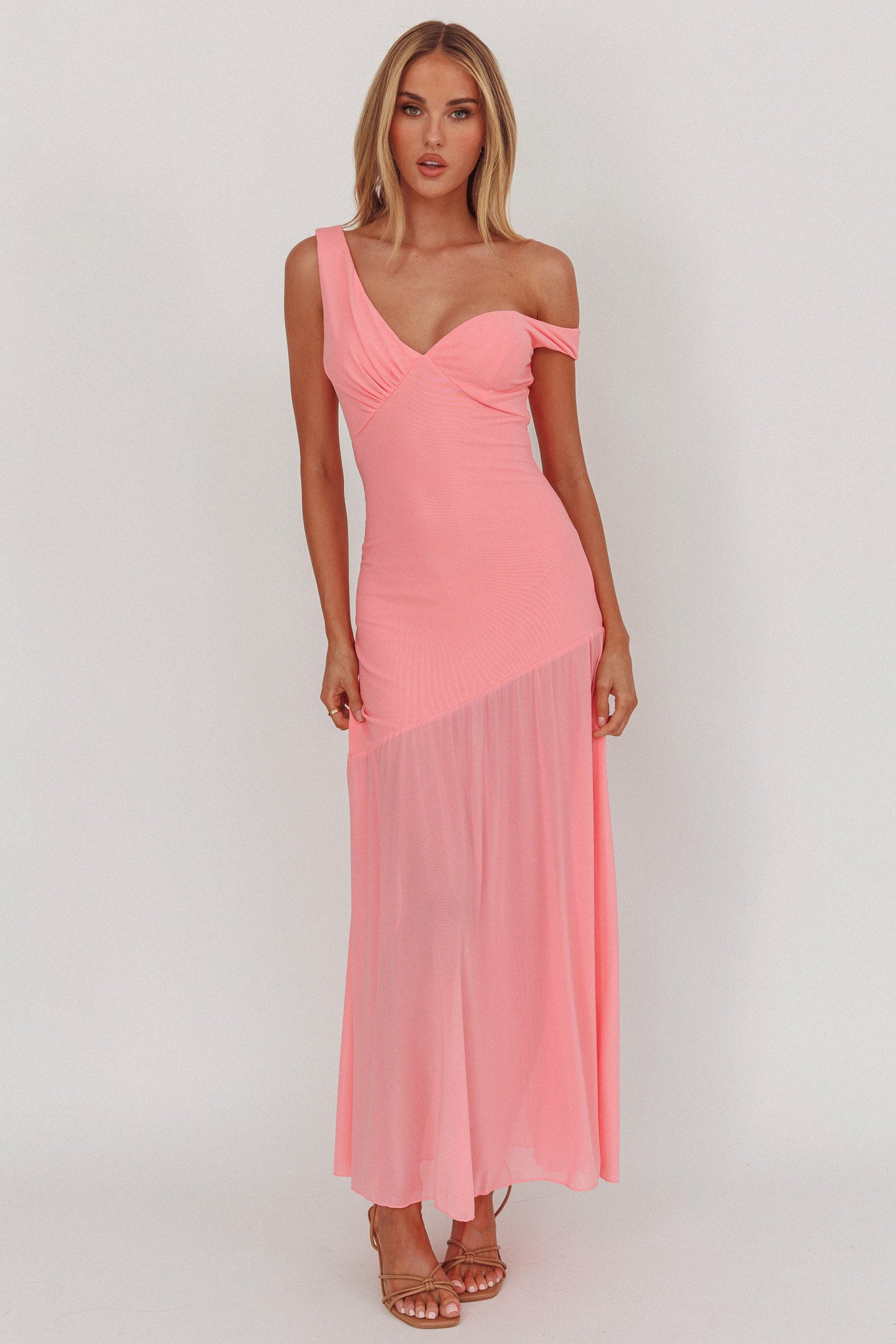 Treasure Sheer Hem Maxi Dress Pink by Selfie Leslie Australia