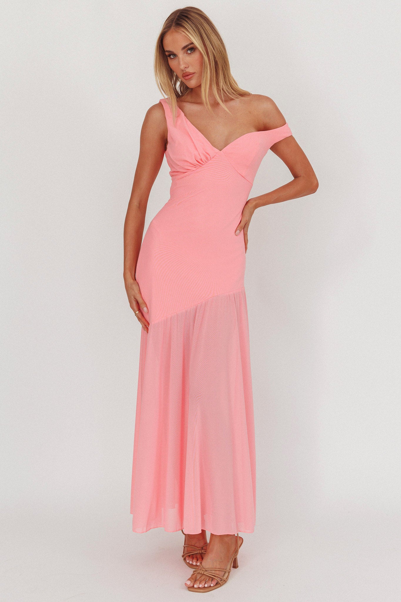 Treasure Sheer Hem Maxi Dress Pink by Selfie Leslie Australia