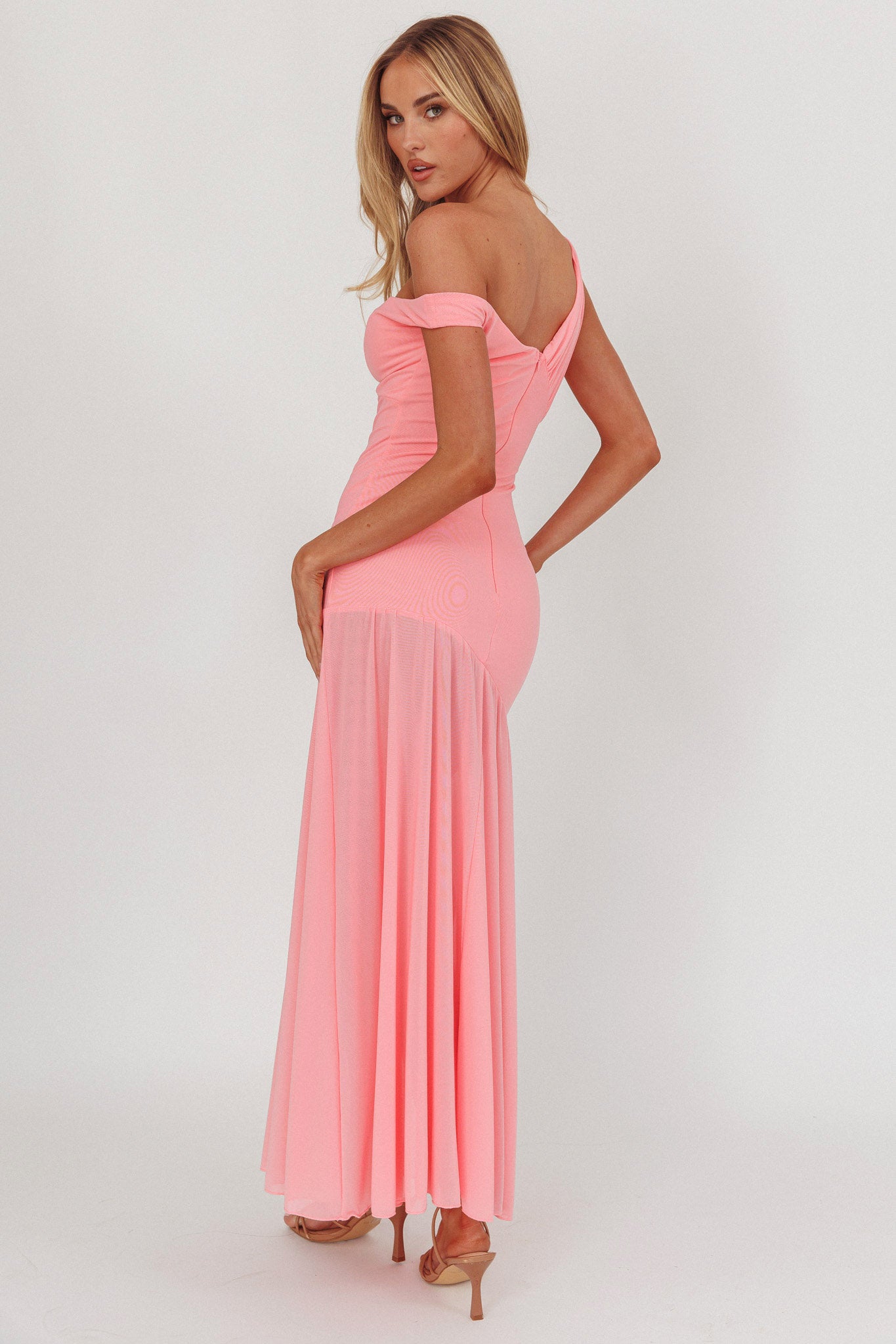 Treasure Sheer Hem Maxi Dress Pink by Selfie Leslie Australia