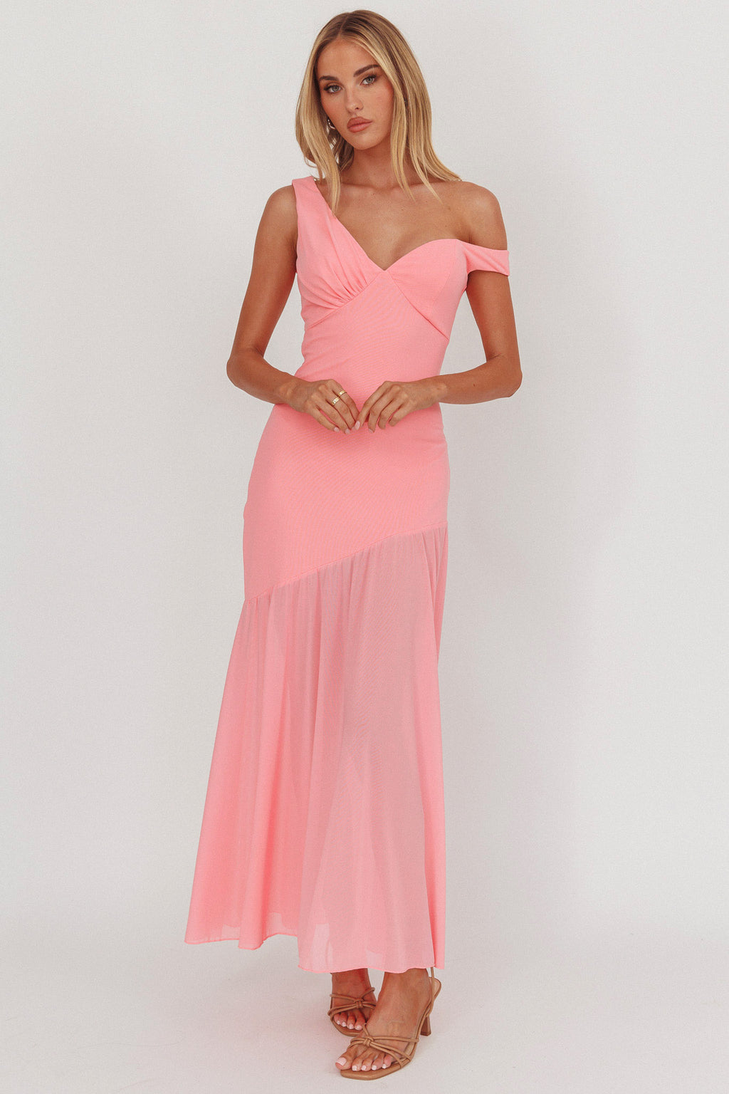 Treasure Sheer Hem Maxi Dress Pink by Selfie Leslie Australia