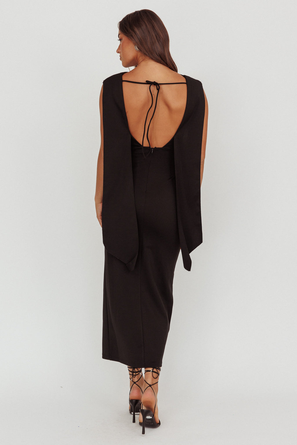 Looks Of Love Shoulder Sash Maxi Dress Black by Selfie Leslie Australia