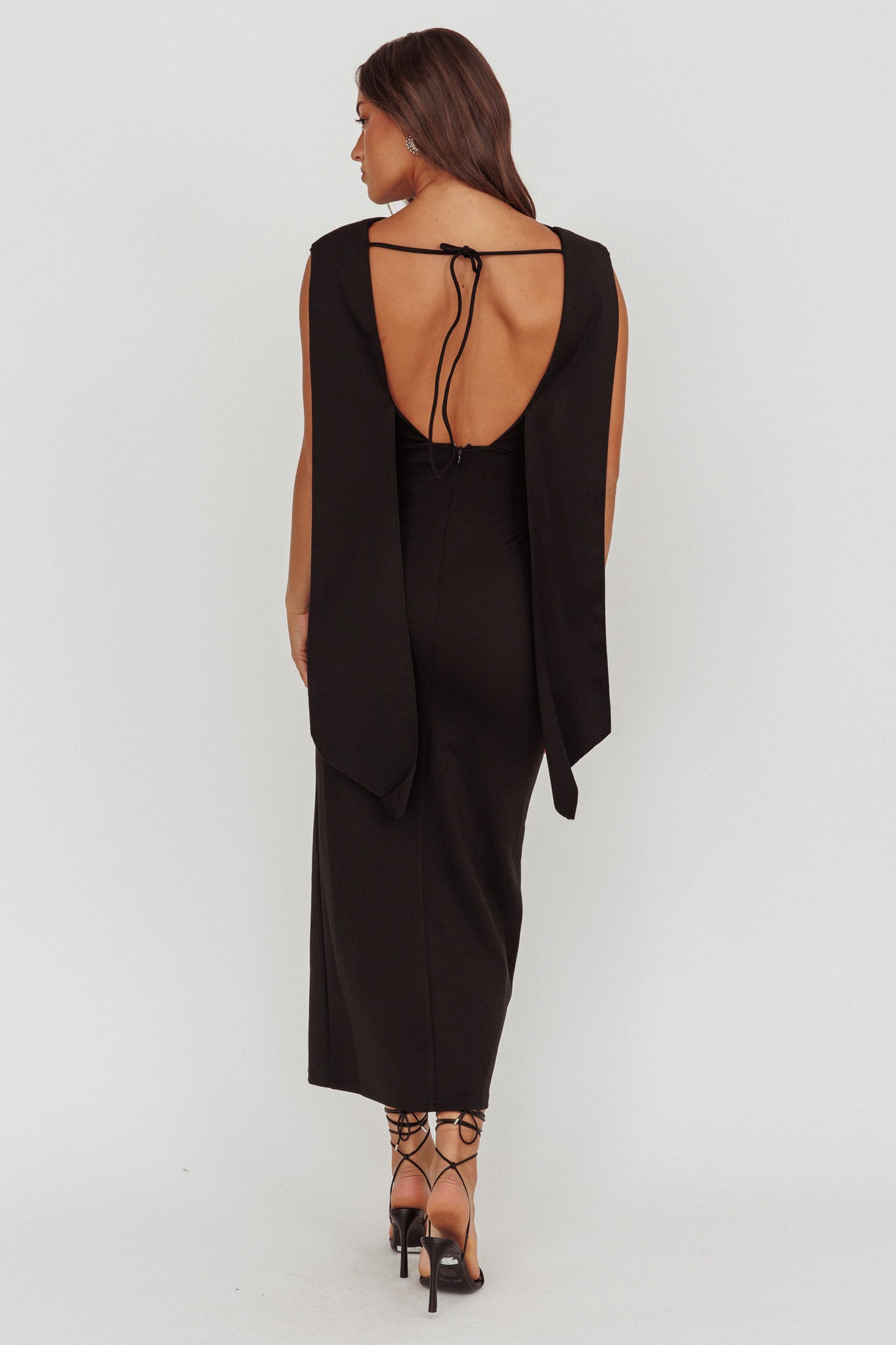 Looks Of Love Shoulder Sash Maxi Dress Black by Selfie Leslie Australia