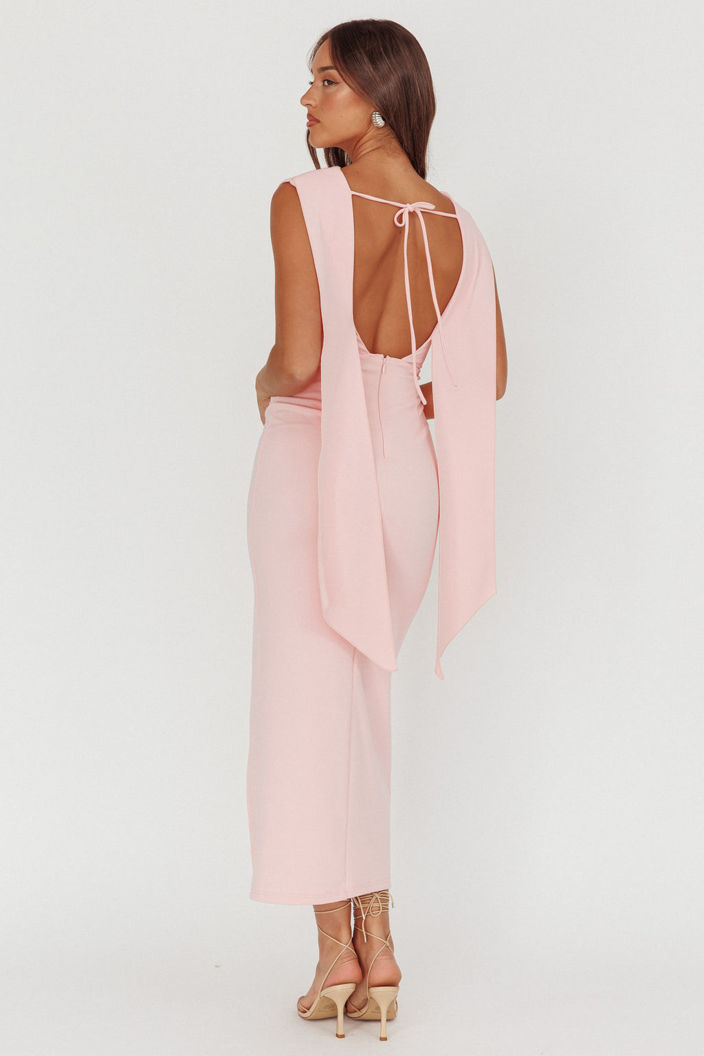 Looks Of Love Shoulder Sash Maxi Dress Pink by Selfie Leslie Australia