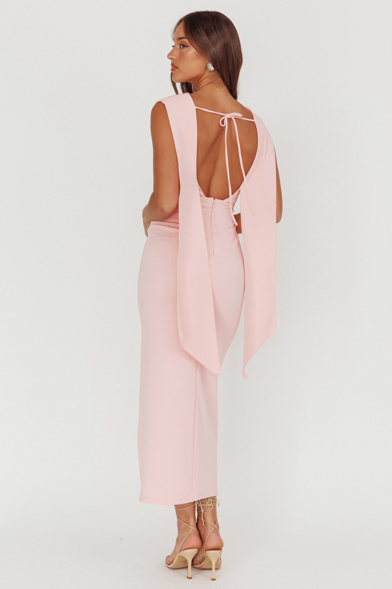 Looks Of Love Shoulder Sash Maxi Dress Pink by Selfie Leslie Australia