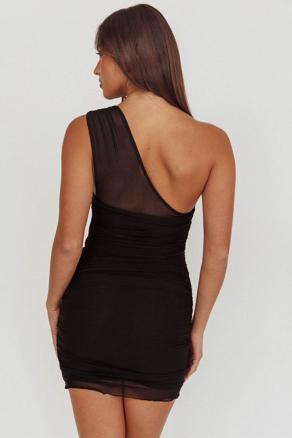 Marris One-Shoulder Double Buckle Mini Dress Black by Selfie Leslie Australia