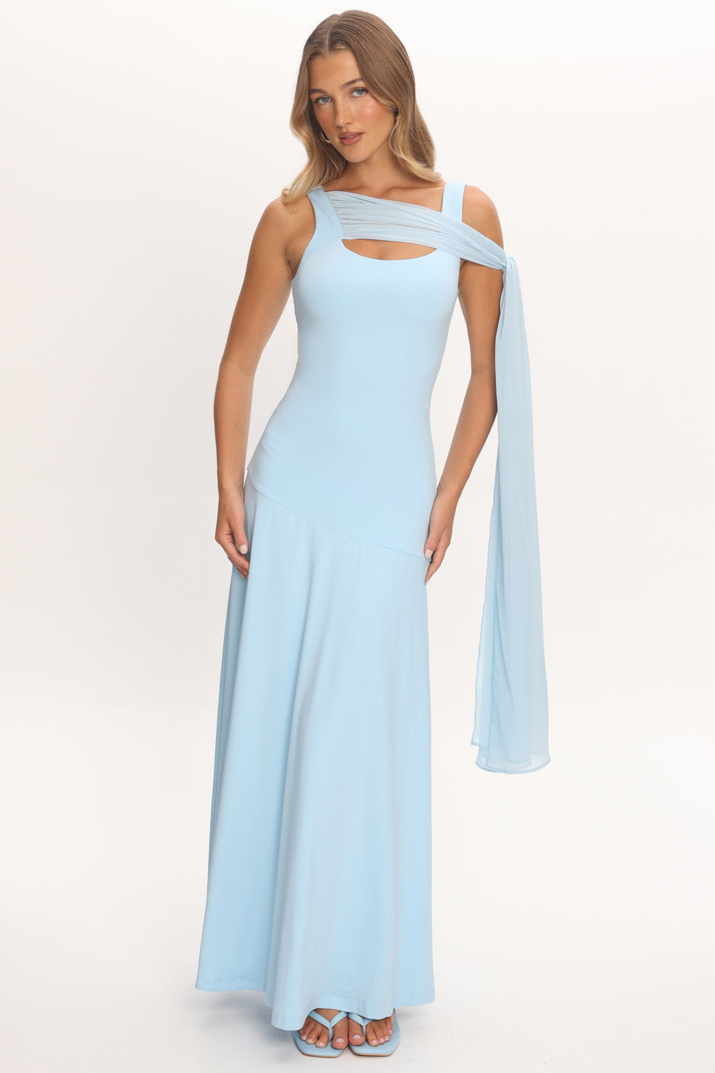 Lylah Sash Neckline Maxi Dress Light Blue by Selfie Leslie Australia