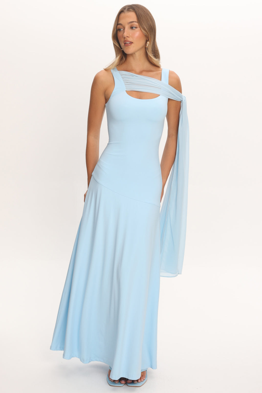 Lylah Sash Neckline Maxi Dress Light Blue by Selfie Leslie Australia
