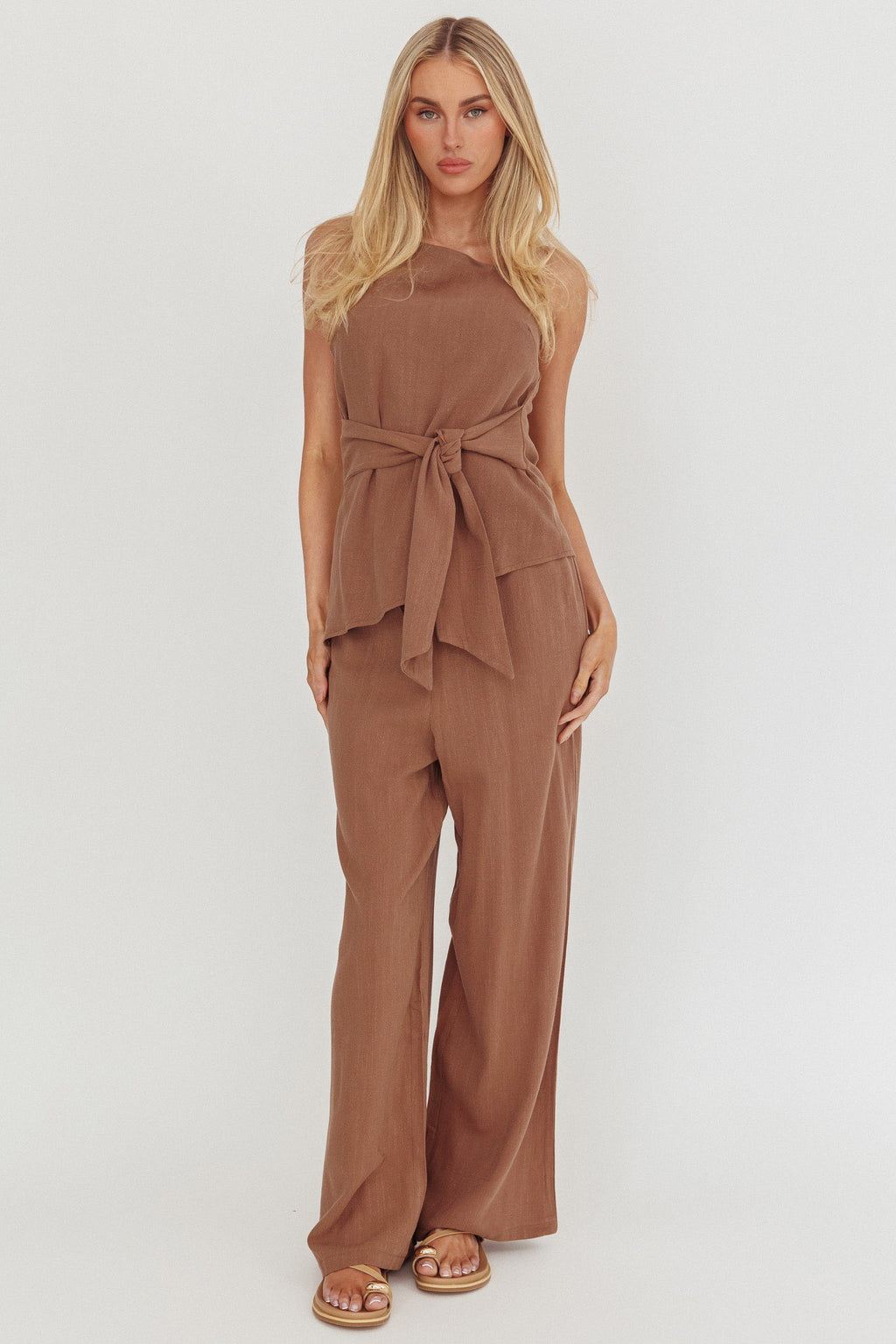 Eniola Drawstring Pants Chocolate by Selfie Leslie Australia
