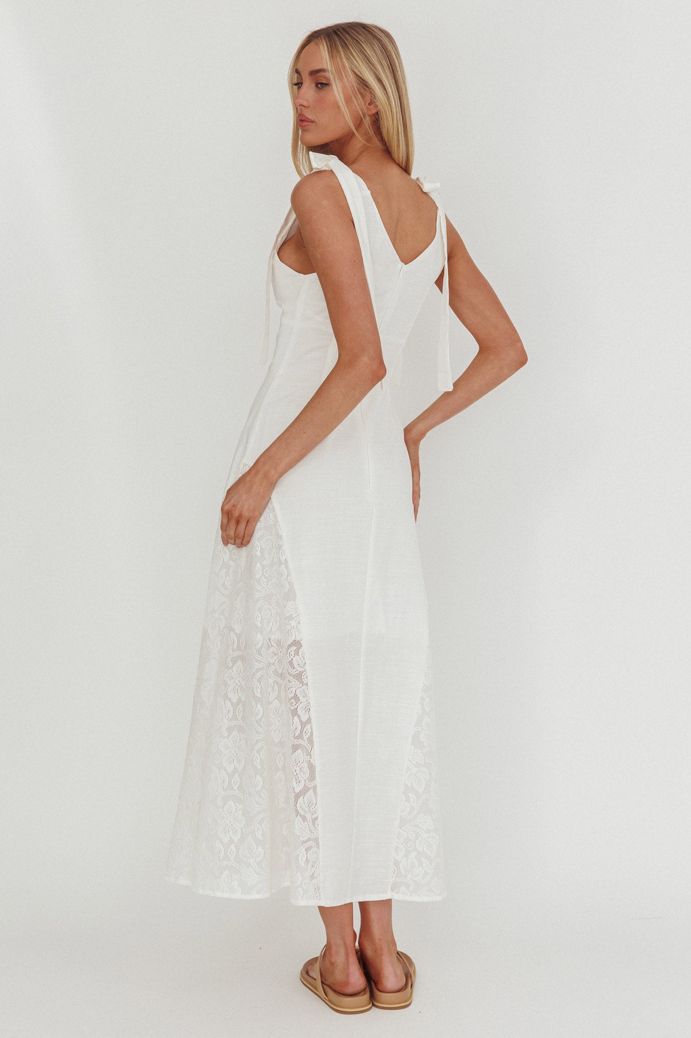 Lead Me On Lace Panel Maxi Dress White by Selfie Leslie Australia