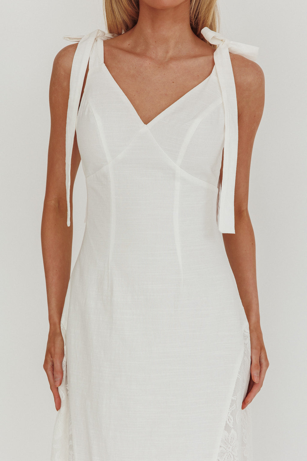 Lead Me On Lace Panel Maxi Dress White by Selfie Leslie Australia