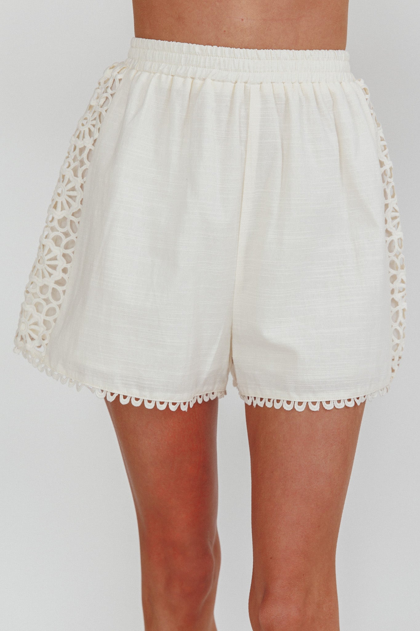 Baybreeze Lace Applique Shorts White by Selfie Leslie Australia