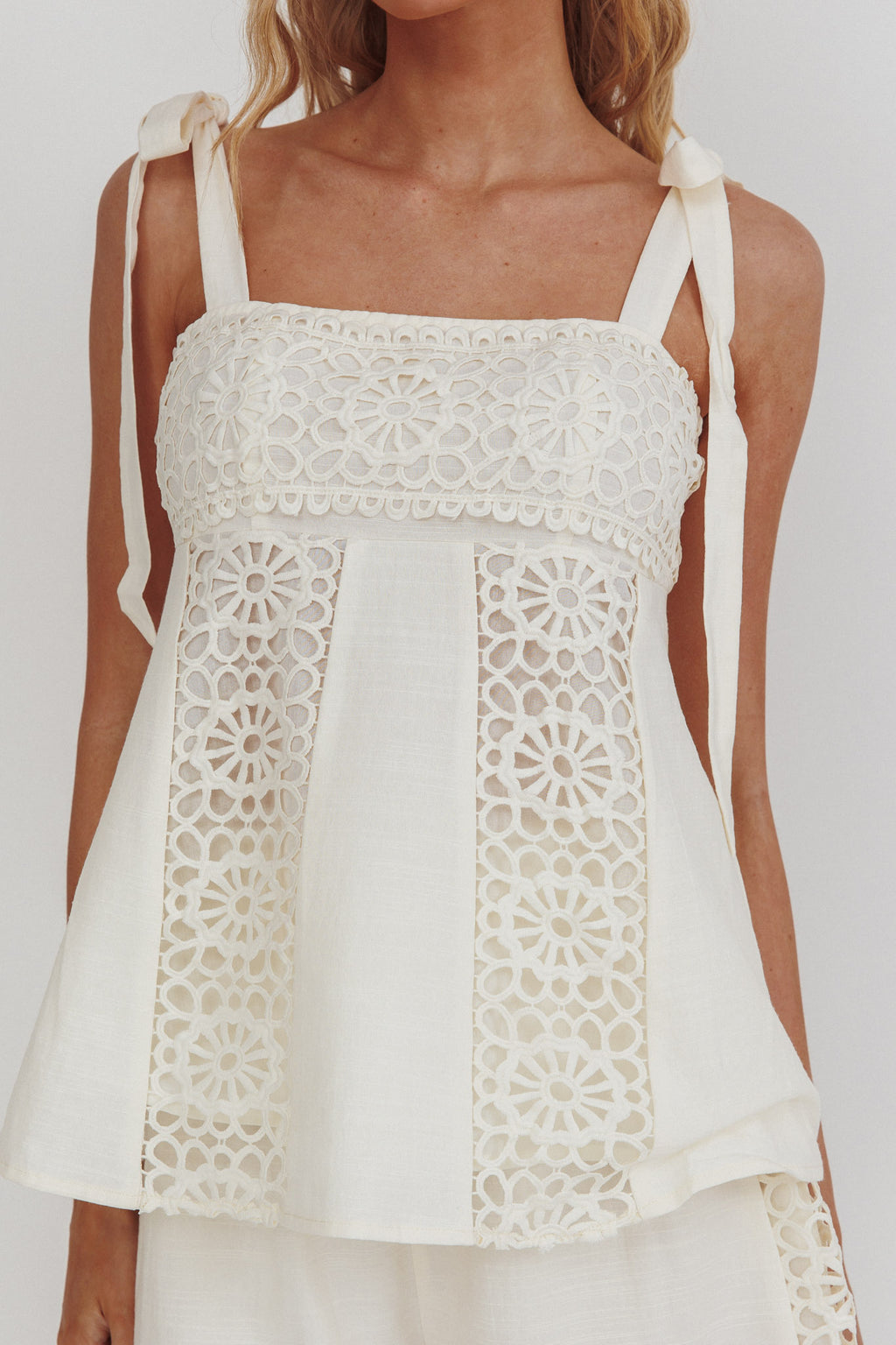 Baybreeze Tied Shoulder Top White by Selfie Leslie Australia