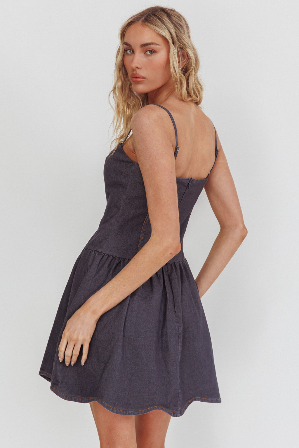 Jorena A-Line Mini Dress Graphite by Selfie Leslie Australia