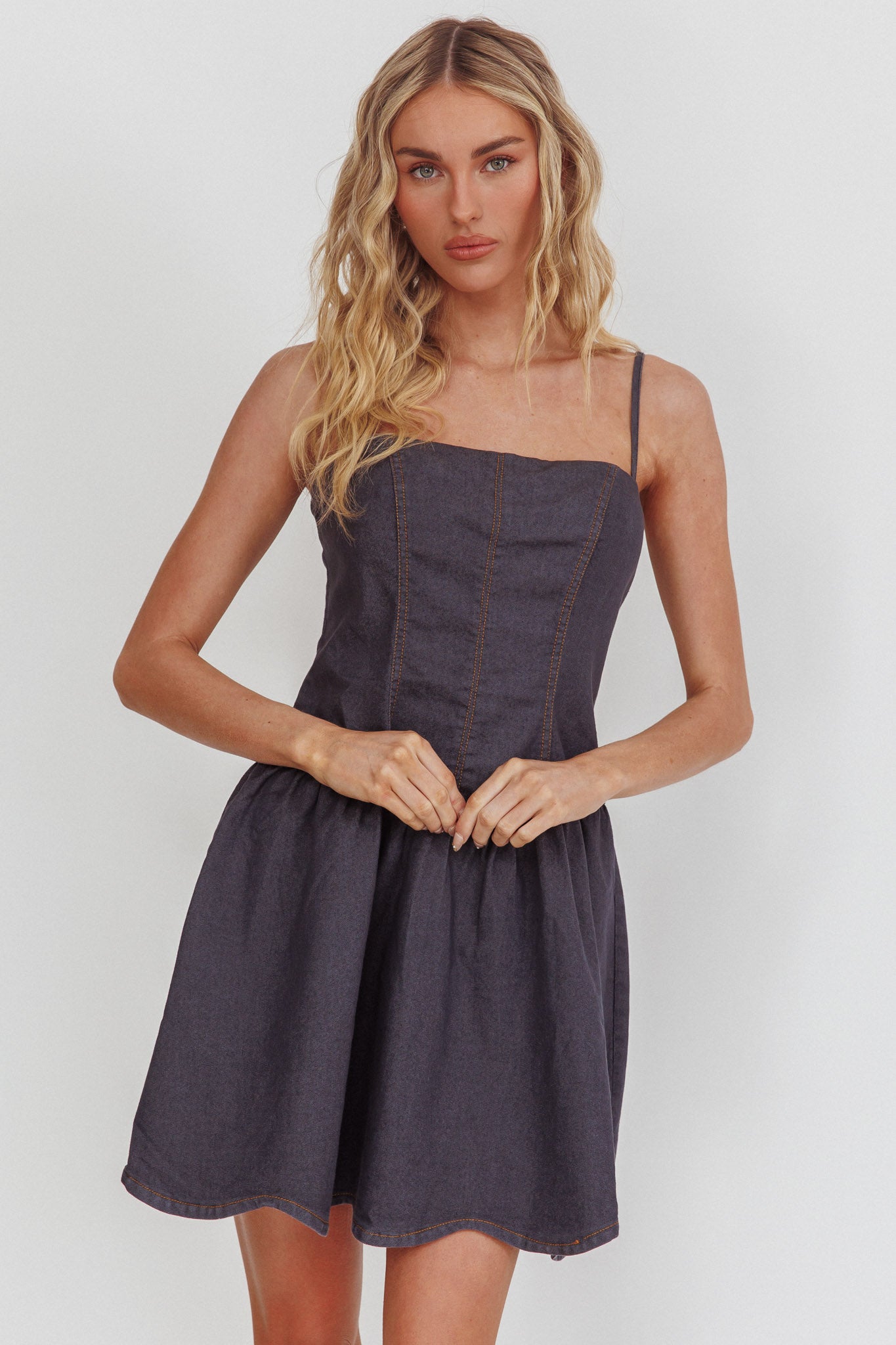 Jorena A-Line Mini Dress Graphite by Selfie Leslie Australia