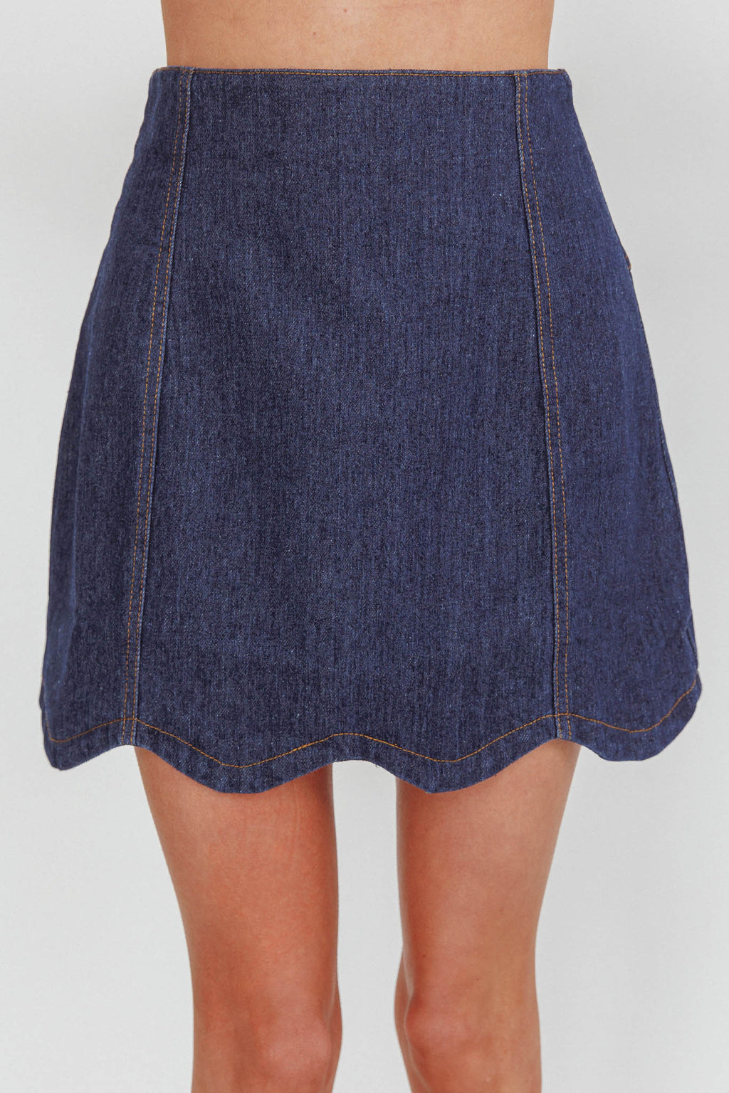 Halen Scalloped Mini Skirt Indigo by Selfie Leslie Australia