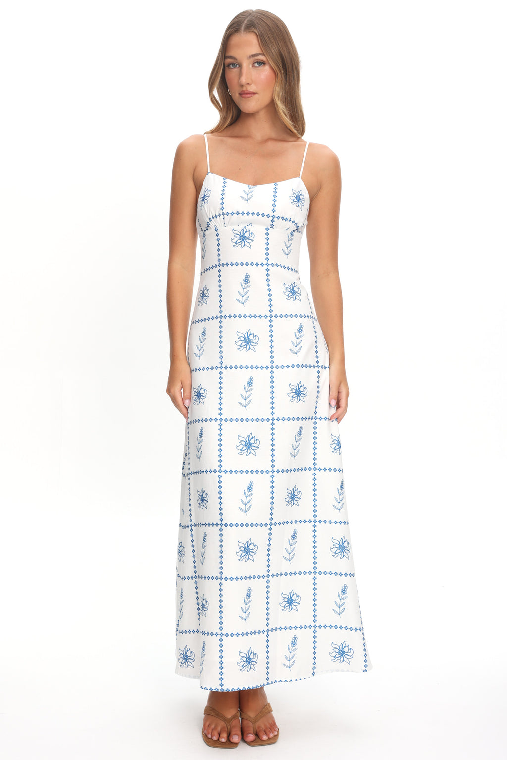 Naysha Cami Strap Maxi Dress Floral White by Selfie Leslie Australia